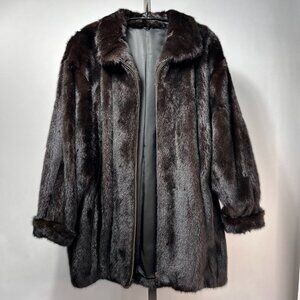 VTG Dark Ranch Mink Glossy Fur Bomber Jacket
